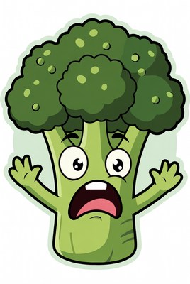 Broccoli with a surprised face