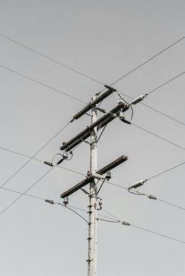 Utility pole standing tall in clear sky
