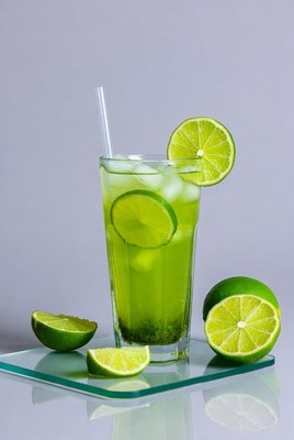 Refreshing lime drink with ice