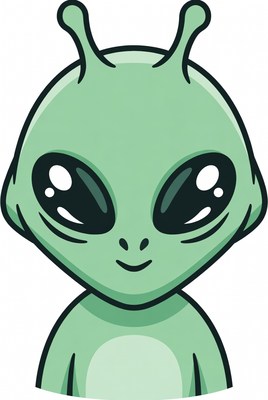 Green alien character with large eyes