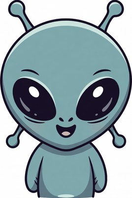 Cute alien character with big eyes