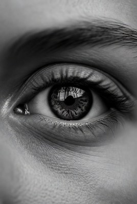 Close-up of human eye detail and reflection