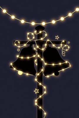 Decorative lights on a bell post