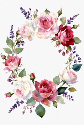 Floral arrangement with roses and lavender