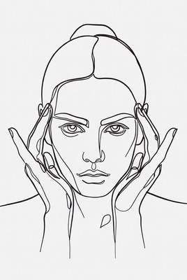 Woman holding her face with hands