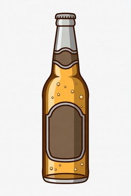 Beer bottle with bubbles and label space