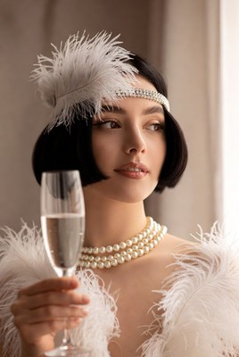 Woman holding glass at a party