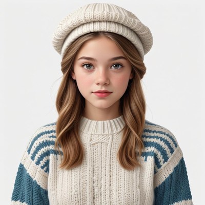 Young girl wearing hats indoors