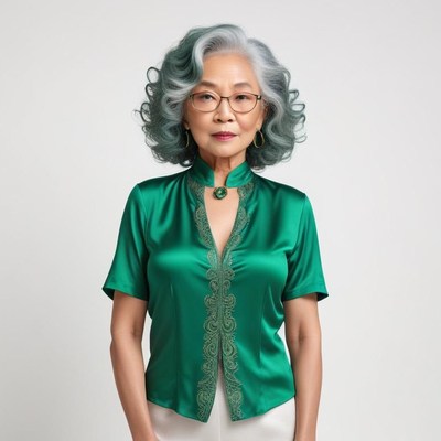 Elderly woman wearing green top
