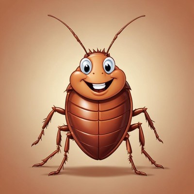 Cartoon insect with smiling face