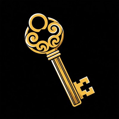 Golden key with swirl design