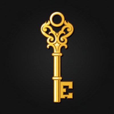 Golden key with ornate design