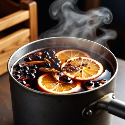 Warm drink with spices and fruits