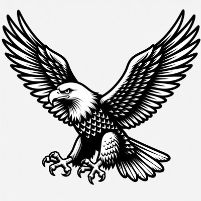 Eagle flying with spread wings