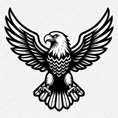 Eagle with wings spread wide