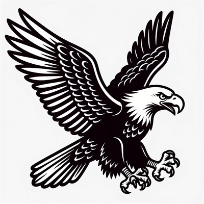 Eagle in flight showing wings and claws