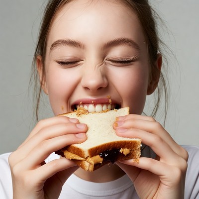 Girl eating a sandwich for lunch