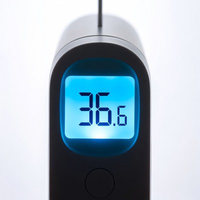 Digital thermometer displays temperature reading