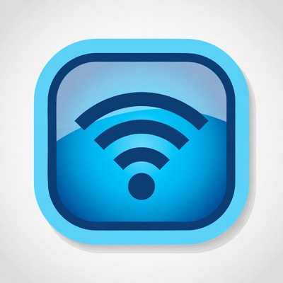 Wi-fi signal icon on blue background