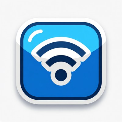 Wireless connectivity symbol in blue design