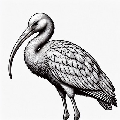 Bird with long beak standing still