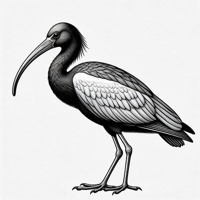 Black and white bird standing still