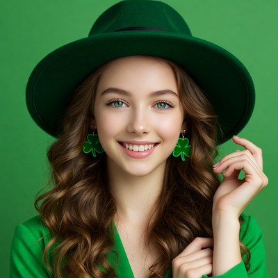 Smiling girl in green hat