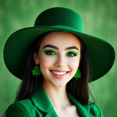 Woman in green hat smiles