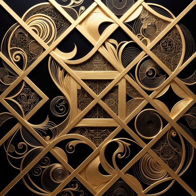 Art design with golden patterns on black