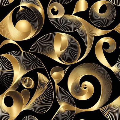 Gold line design on black background