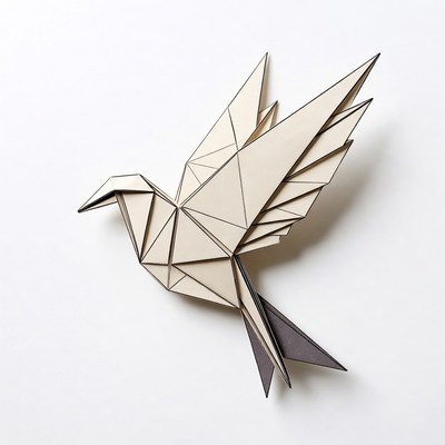 Origami bird made of paper shapes