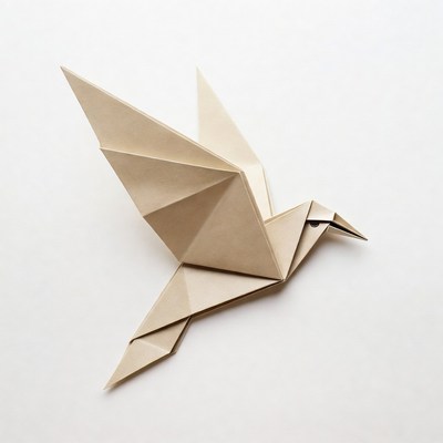 Origami bird in flight shape