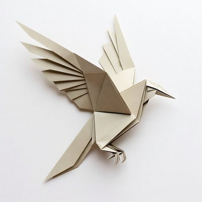 Origami bird made from paper
