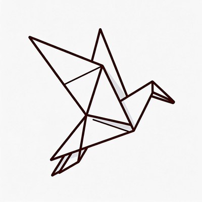 Origami bird in flight design