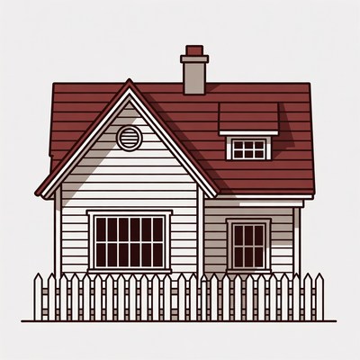 Cozy house with fence and chimney