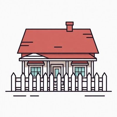 Simple house with fence design