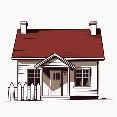 Simple house with red roof design