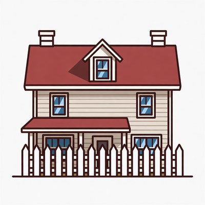 House with red roof and fence