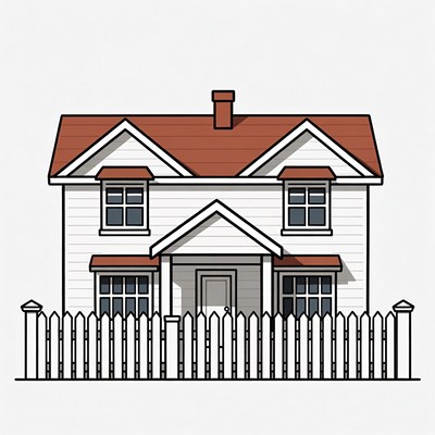 Simple house design with fence