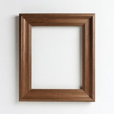 Empty wooden frame on white wall