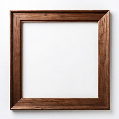 Empty wooden frame on white wall