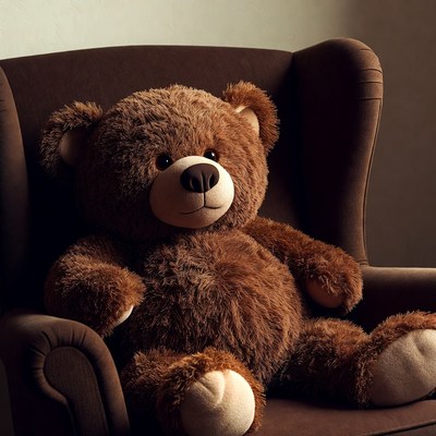 Soft toy bear on a chair