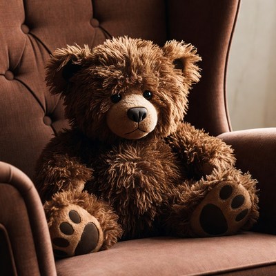 Brown teddy bear on chair
