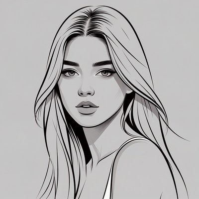 Woman with long hair and serious expression