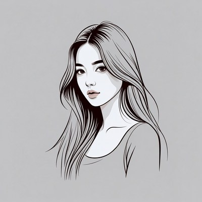 Portrait of a young woman with long hair