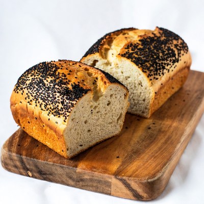 Freshly baked bread on a wooden board