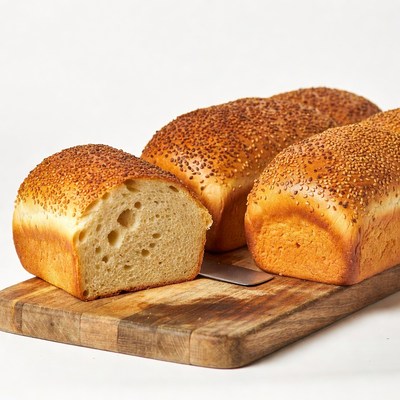 Freshly baked bread on cutting board