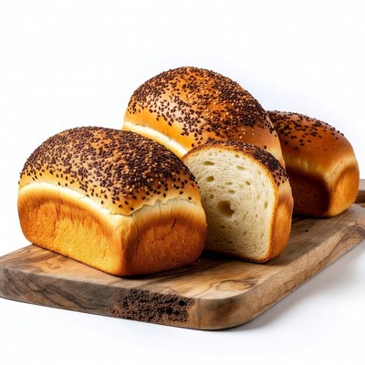Baked bread on wooden surface