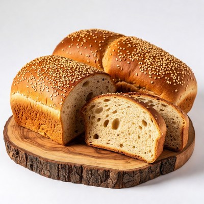 Freshly baked bread on a wooden board