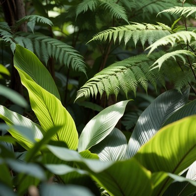 Green plants in forest surroundings